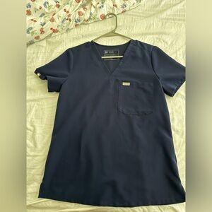 Figs Navy Blue Scrub Top in XS